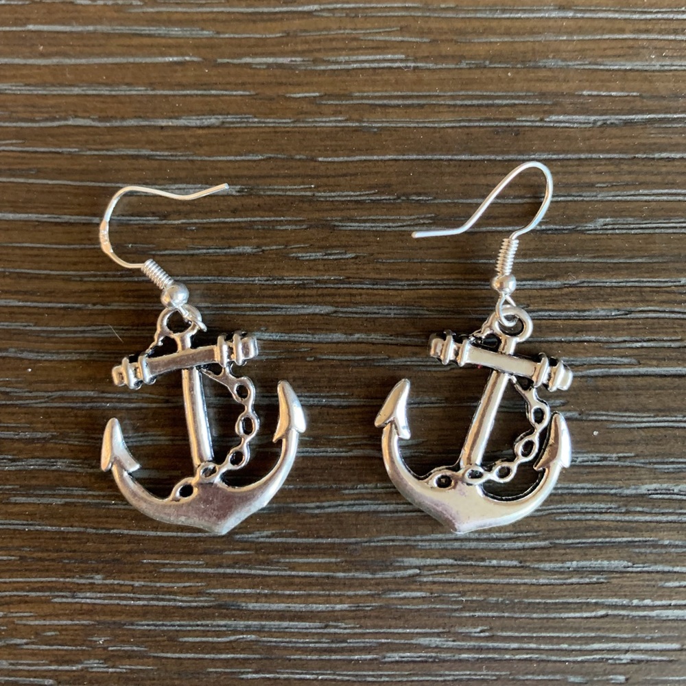 Silver Colored Anchor Earrings - New Never Worn